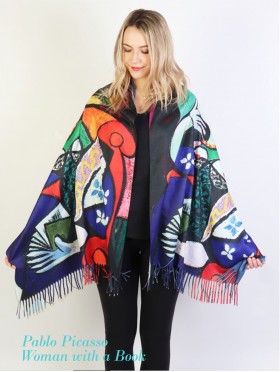 Woman with a Book Oil Painting Scarf